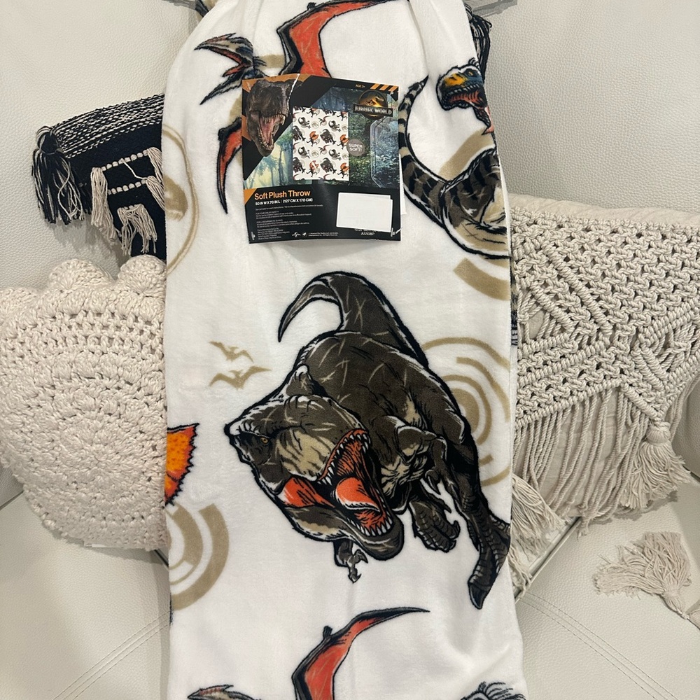 Jurassic Park Dinosaur Soft Plush Throw Blanket